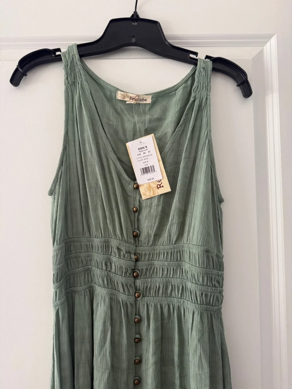 Rewind Sage Green Sleeveless High-Low Button Front Maxi Dress - Picture 2 of 4